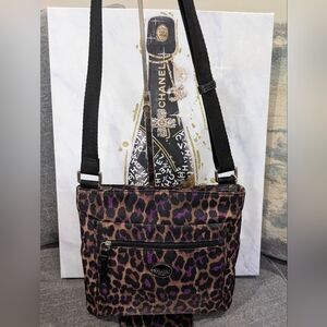 Coach Purple Leopard Print Crossbody, 10x10x1", 2013, EUC, COMES WITH COA
